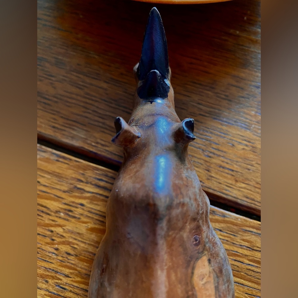 Handcarved 2 Horned African Rhino. Amazing piece of art. Wood is smooth. EC - Picture 12 of 15